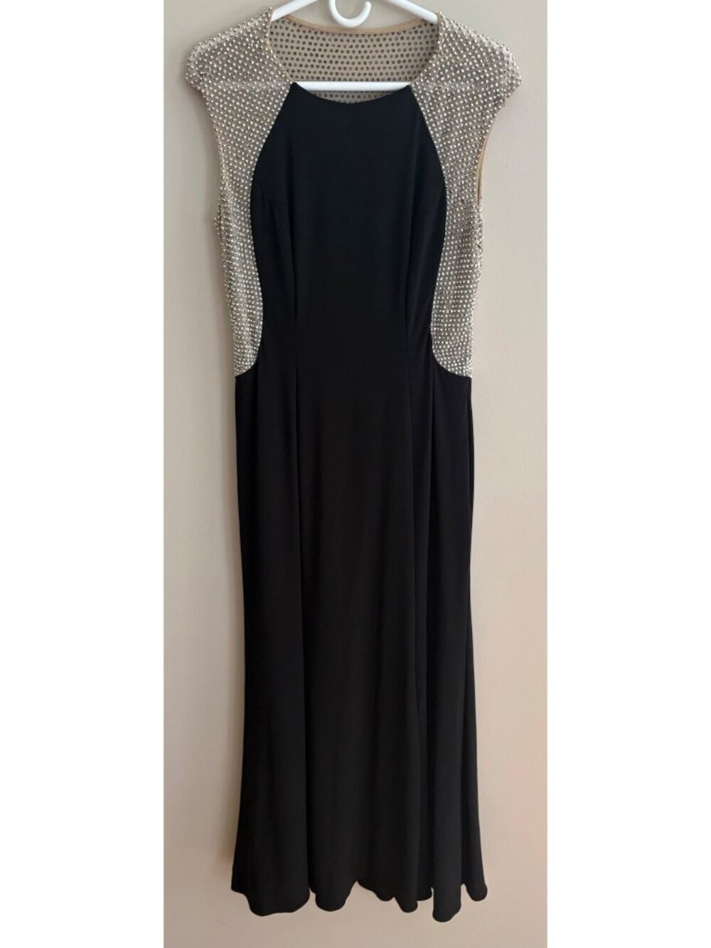 Xscape Caviar Rhinestone Illusion Gown Black Nude Formal Evening Dress Size 12 - Picture 2 of 13